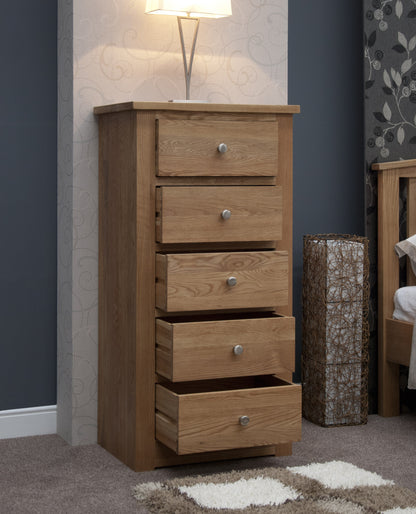 Torino 5 Drawer Narrow Chest